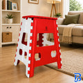 18 Inch Red Folding Step Stool | Lightweight Foldable Plastic Stool for Home Use
