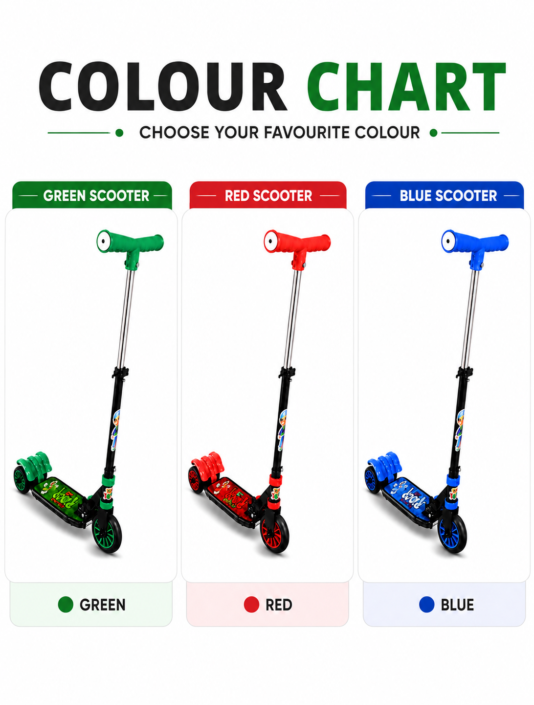 Blue Kids Scooter | Foldable Kick Scooter with Adjustable Height | Age 4-10 Years
