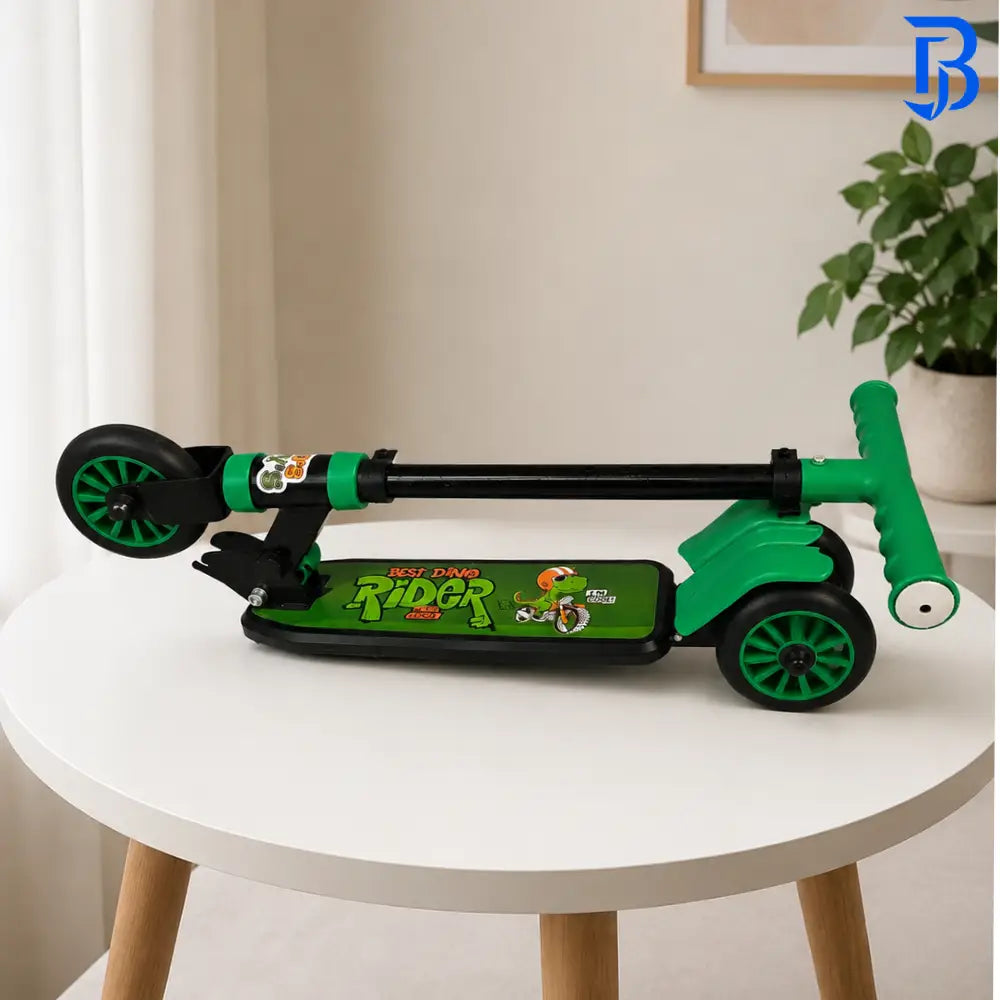 Best Kids Foldable Kick Scooter Green/Black | Safe Rear Brake | Age 4-10 Years