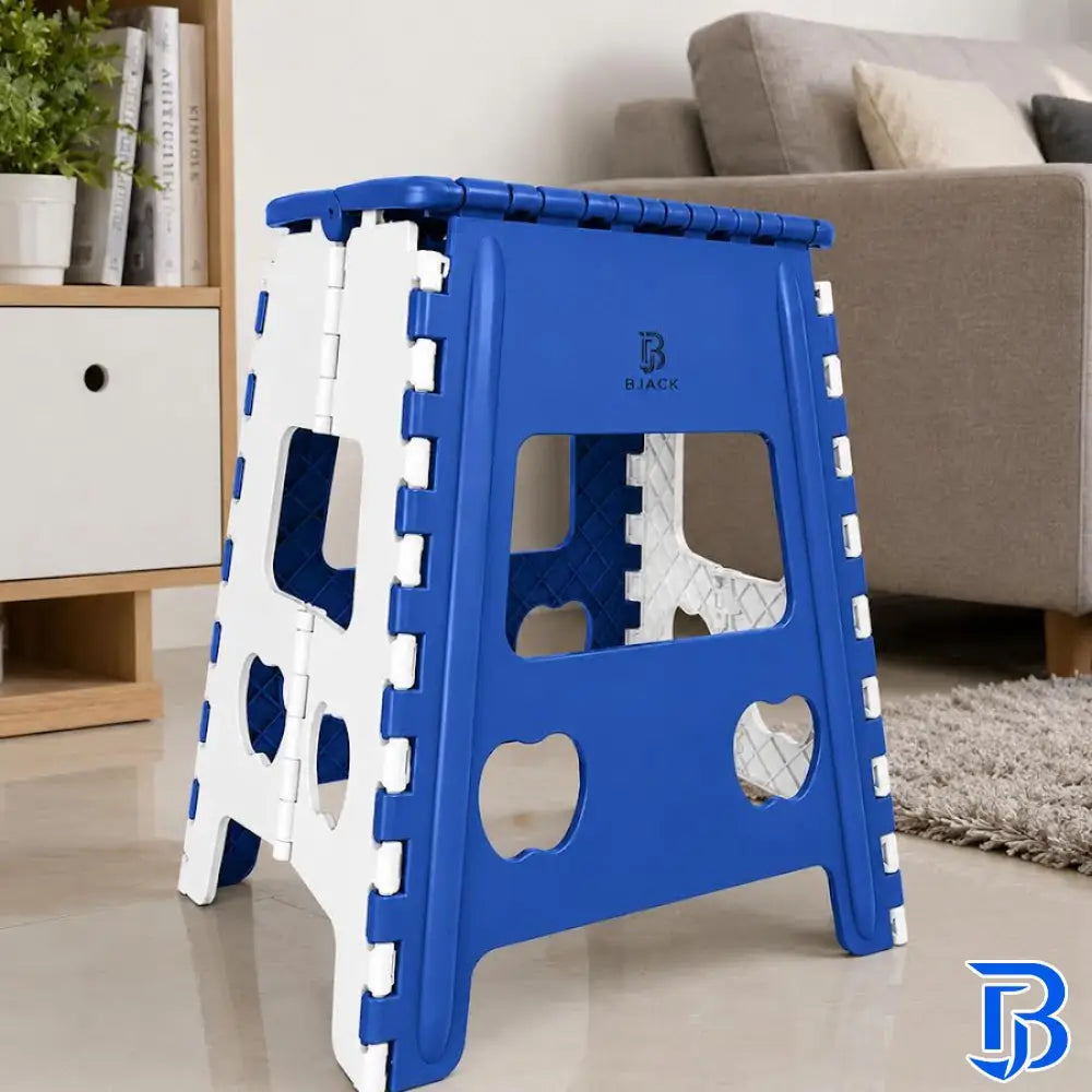 Blue Foldable Plastic Step Stool 18 Inch | Portable Folding Stool Chair for Adults