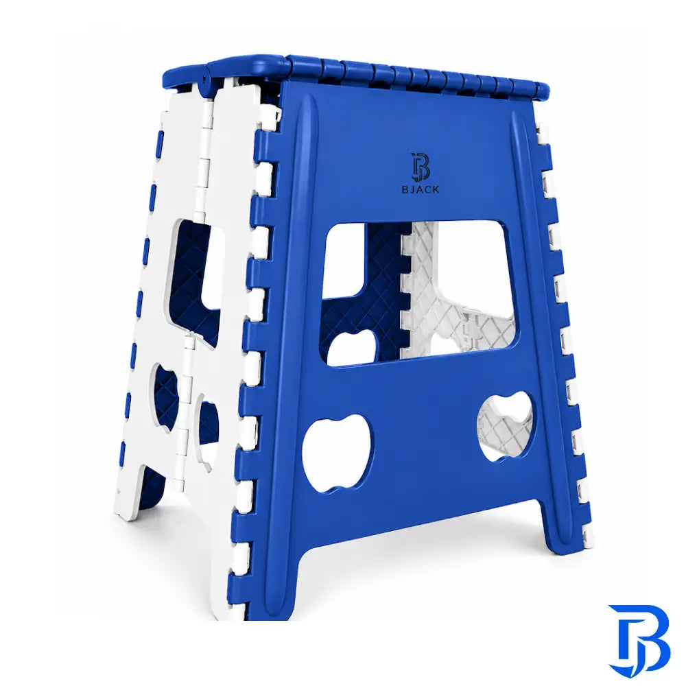 Blue Foldable Plastic Step Stool 18 Inch | Portable Folding Stool Chair for Adults