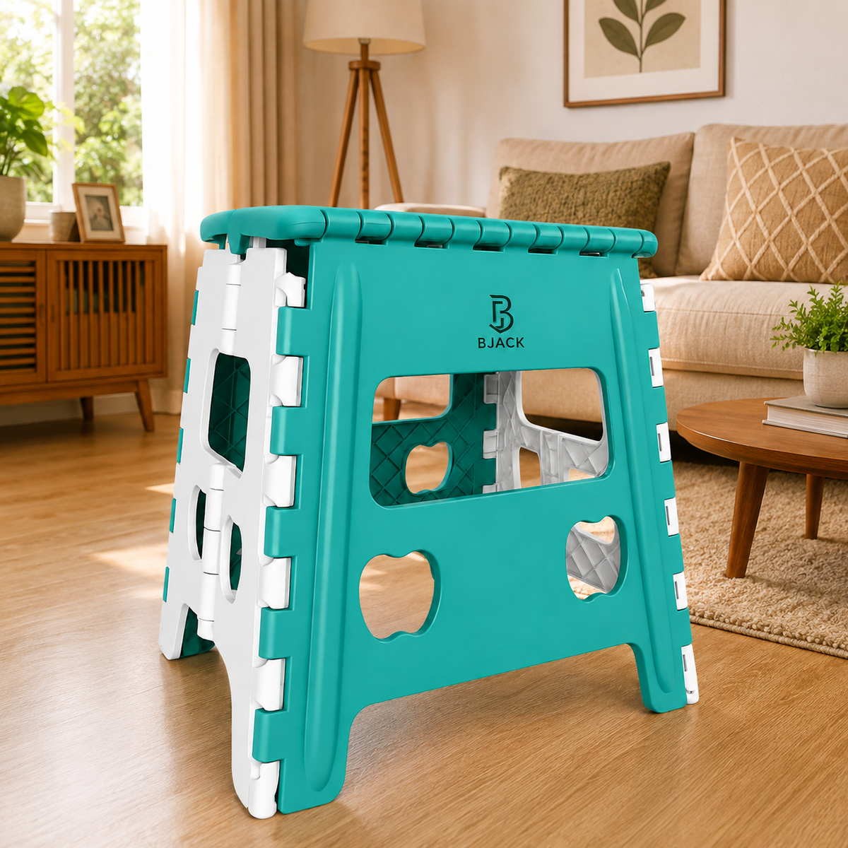 Green Foldable Plastic Step Stool 12 Inch | Portable Folding Stool Chair for Adults