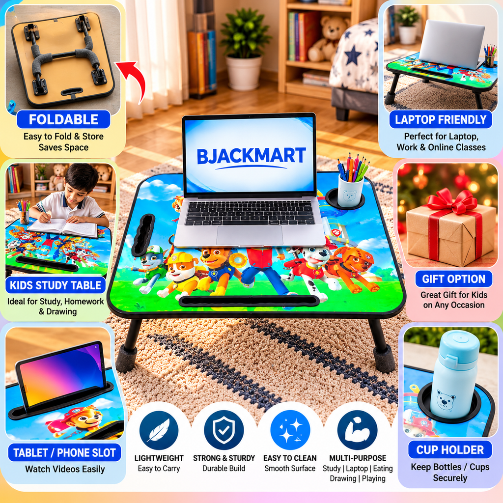 Foldable Study Table for Kids & Adults | Portable Bed Table with Stylish Design
