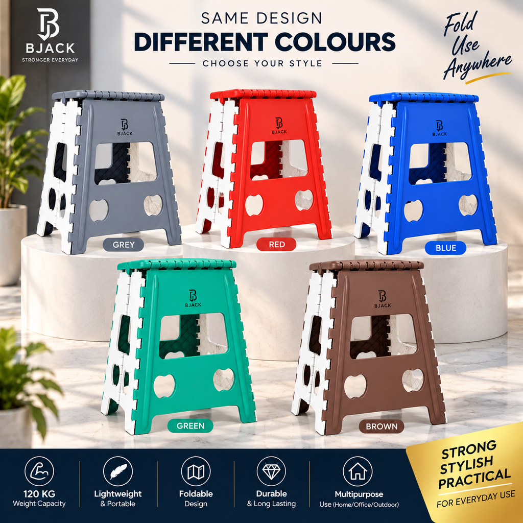 BJACK 5 PCS Folding Stool Combo | 120 KG Capacity | Foldable, Lightweight & Portable Stool Set for Home, Office & Outdoor