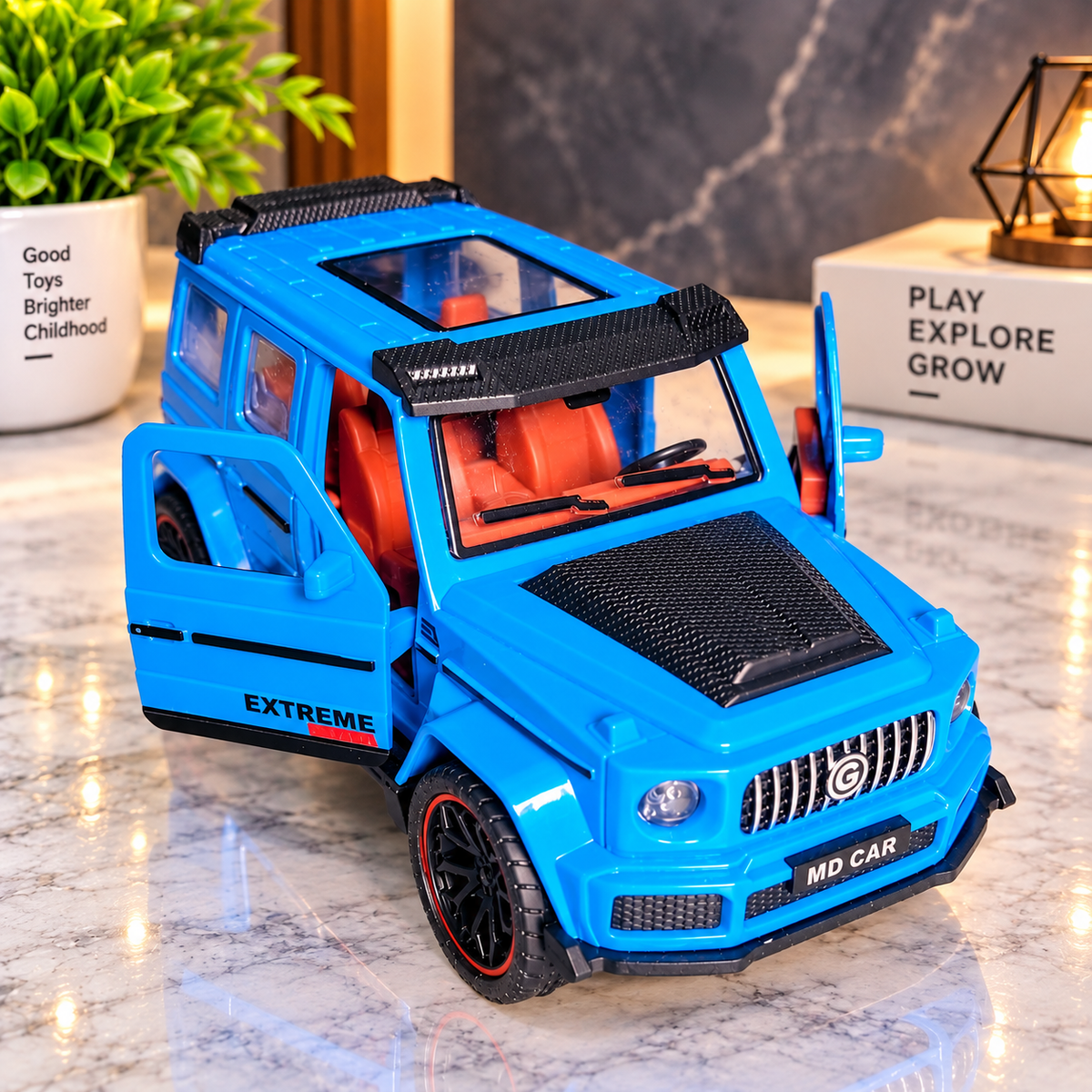 Blue G-Wagon Die-Cast Toy Car for Kids & Showpiece | Openable Doors | Premium SUV Design