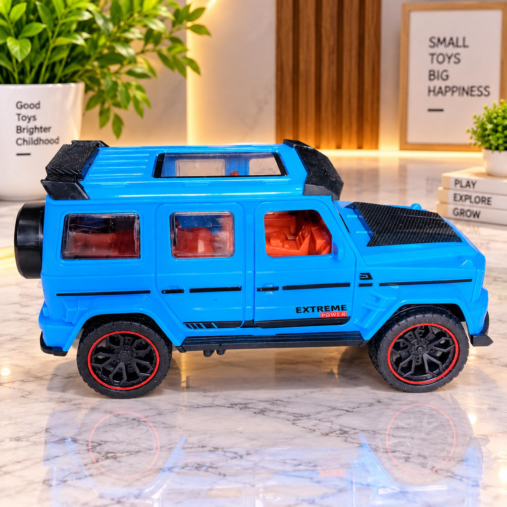 Blue G-Wagon Die-Cast Toy Car for Kids & Showpiece | Openable Doors | Premium SUV Design