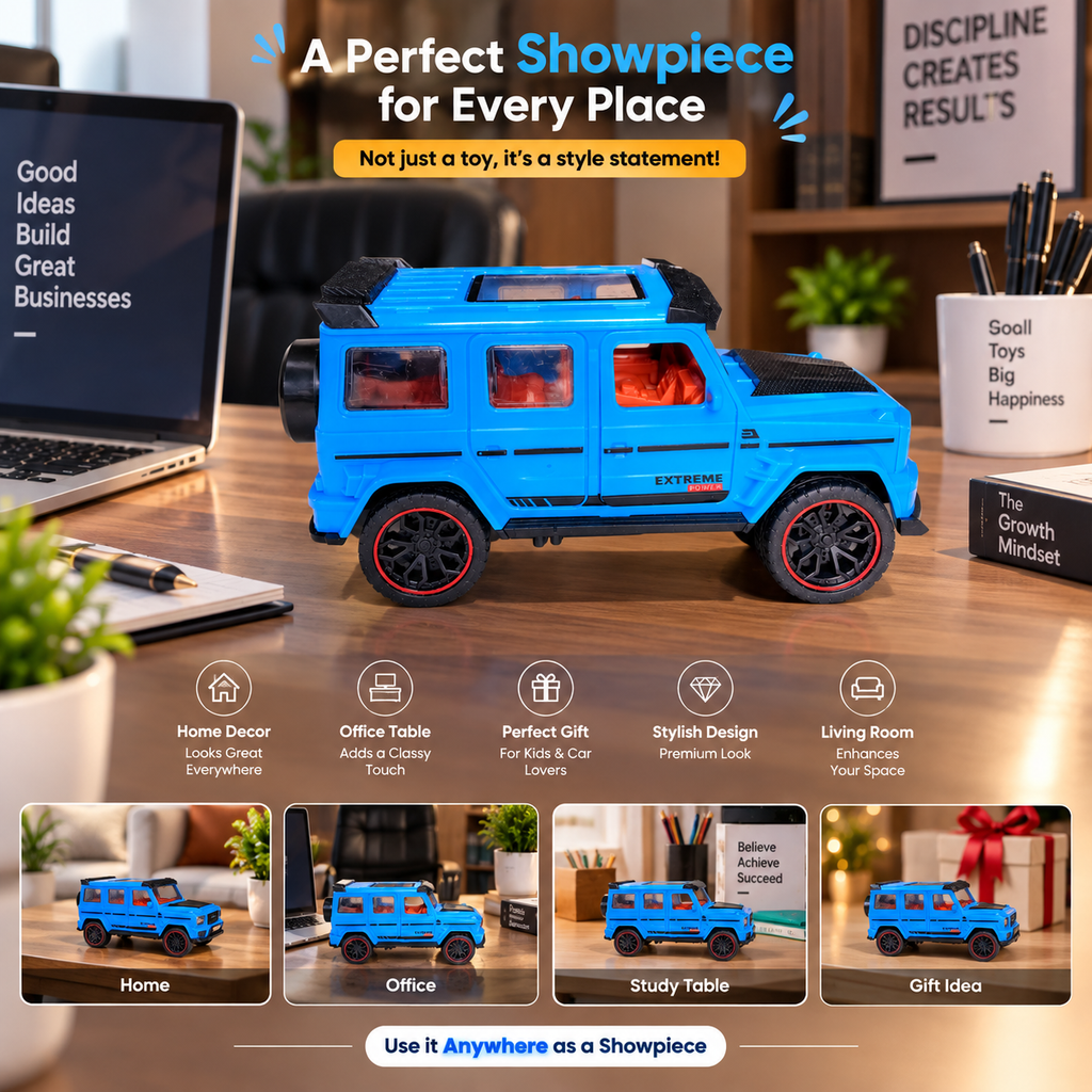 Blue G-Wagon Die-Cast Toy Car for Kids & Showpiece | Openable Doors | Premium SUV Design