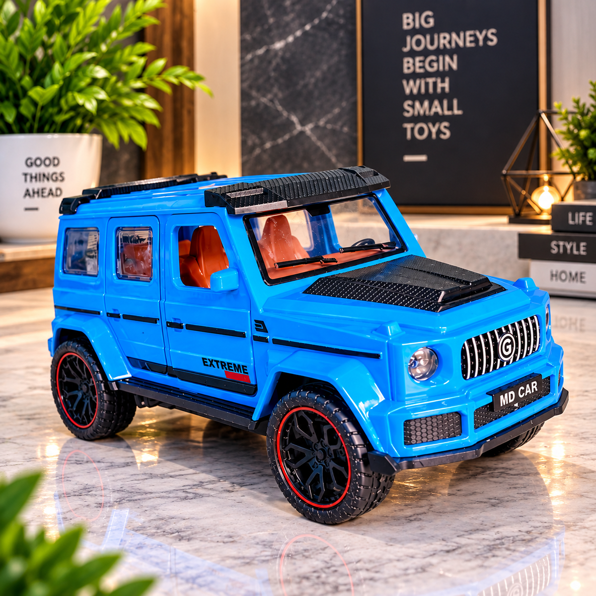 Blue G-Wagon Die-Cast Toy Car for Kids & Showpiece | Openable Doors | Premium SUV Design