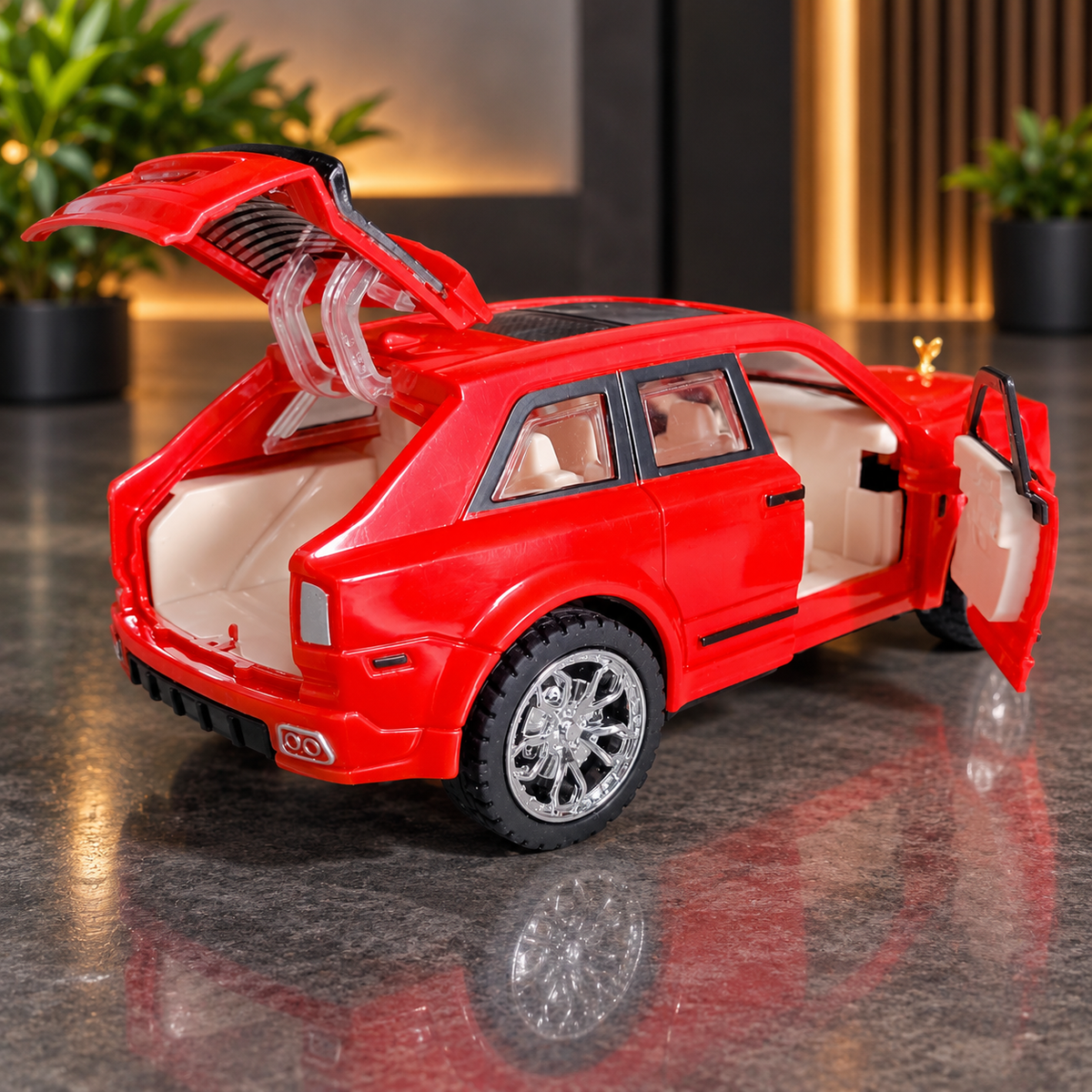 Red Die-Cast Toy Car for Kids & Showpiece | Openable Doors & Rear Dicky