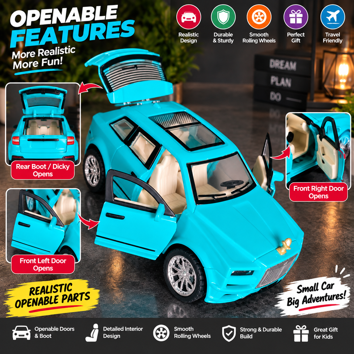 Luxury Die-Cast Rolls-Royce Toy Car for Kids & Showpiece | Openable Doors & Rear Dicky