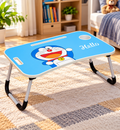 Foldable Kids Study Table with Cup Holder, Tablet Stand & Carry Handle – Blue Cartoon Design