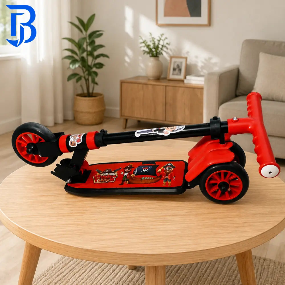 Red Kids Scooter | Foldable Kick Scooter with Adjustable Height | Age 4-10 Years