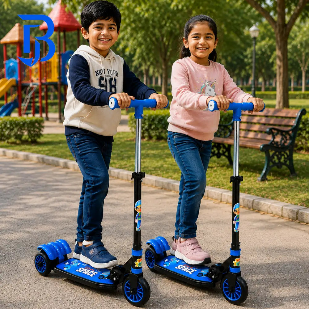 Runner Kids Foldable Kick Scooter Blue/Black | Adjustable Height | Age 4-10 Years